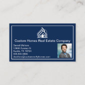 Chic Navy Blue Real Estate Company Realtor Photo 名刺 (正面)