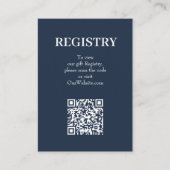 Chic Navy Blue Wedding Registry QR Code エンクロージャーカード (正面)