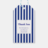 Chic Navy Blue & White Stripes Business Thank You ギフトタグ (裏面)
