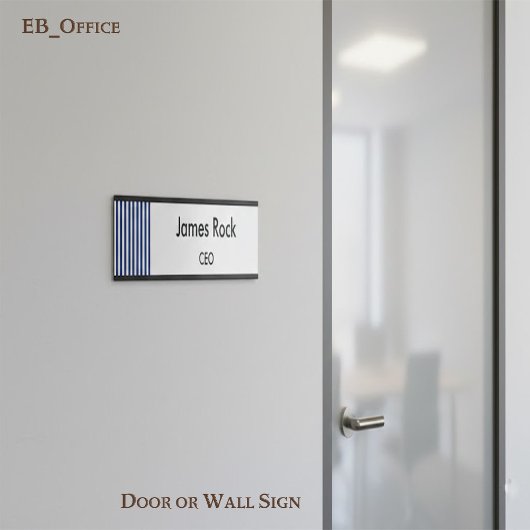 Chic Navy Blue & White Stripes |Custom Door & Wall サインプレート