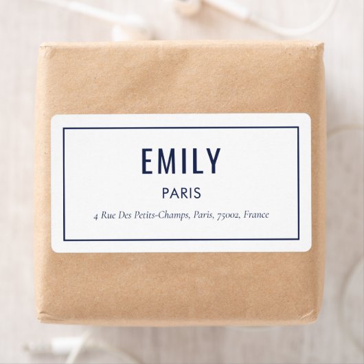 Chic Navy Fashion Style Return Address Label ラベル (インサイチュ)