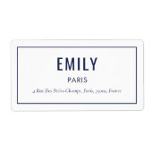 Chic Navy Fashion Style Return Address Label ラベル (正面)