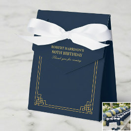 Chic Navy Gold Art Deco 80th Birthday フェイバーボックス