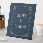 Chic Navy Gold Art Deco Frame Gifts and Card 台座サイン (インサイチュ)