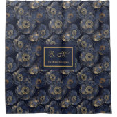 Chic Navy Gold Bathroom Statement Curtain シャワーカーテン (正面)