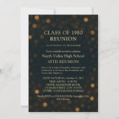Chic Navy Gold Bokeh 45th Class Reunion Invitation 招待状 (正面)