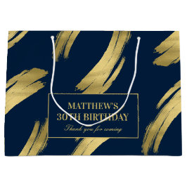 Chic Navy Gold Foil Birthday Large Gift Bag ラージペーパーバッグ