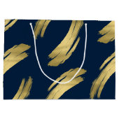 Chic Navy Gold Foil Birthday Large Gift Bag ラージペーパーバッグ (裏面)