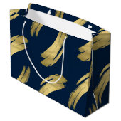 Chic Navy Gold Foil Birthday Large Gift Bag ラージペーパーバッグ (裏面アングル)