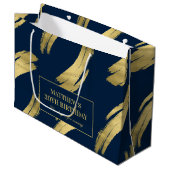 Chic Navy Gold Foil Birthday Large Gift Bag ラージペーパーバッグ (正面アングル)