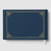 Chic Navy Gold Gatsby Art Deco Frame Birthday ゲストブック (裏面)