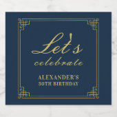 Chic Navy Gold Gatsby Champagne スパークリングワインラベル (シングルラベル)