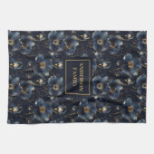 Chic Navy Gold Kitchen Towel Elegant Gift Idea キッチンタオル (横)
