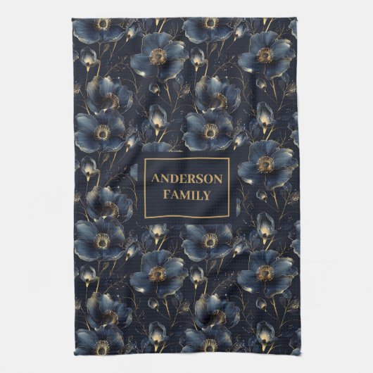Chic Navy Gold Kitchen Towel Elegant Gift Idea キッチンタオル (縦)
