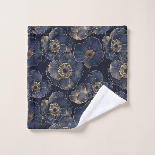 Chic Navy Gold Towels Elegant Custom Gift Design バスタオルセット (ウォッシュタオル)