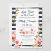 Chic Navy Last Toast On The Coast Bridal Shower 招待状 (正面)