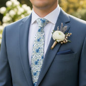 Chic Neck Tie With Blue And Green Floral Art ネクタイ