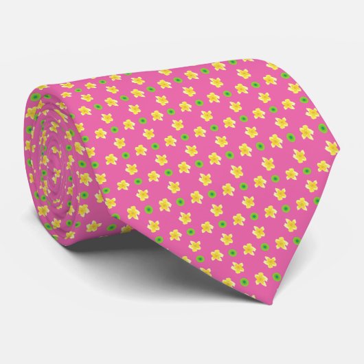 Chic Necktie: Primroses and Polkas on Deep Pink ネクタイ (ロール)