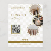 Chic Neutral Checker Boutique QR Code Photo チラシ (正面)