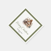 Chic Neutral Christmas House Family Name Napkins スタンダードカクテルナプキン (角)