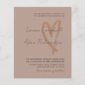 Chic Neutral Drawn Heart BUDGET Wedding Invitation (正面)