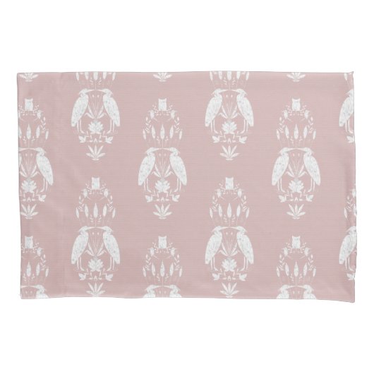Chic neutral dusty pink Heron Heritage Revival 枕カバー (正面)