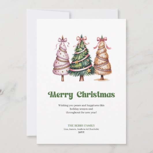 Chic Neutral Leopard Pattern Christmas Tree Card シーズンカード (正面)