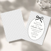 Chic Neutral Striped Bow Graduation Invitation 招待状
