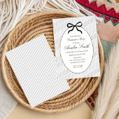 Chic Neutral Striped Bow Graduation Invitation 招待状