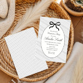 Chic Neutral Striped Bow Graduation Invitation 招待状