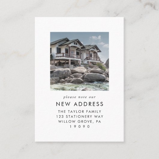 Chic New Home Photo Change of Address Insert Card 名刺 (正面)