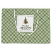 Chic Nordic Christmas Gift Bag Beige Sage Gold ラージペーパーバッグ (正面)