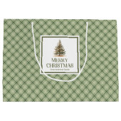 Chic Nordic Christmas Gift Bag Beige Sage Gold ラージペーパーバッグ (裏面)