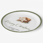 Chic Nordic Christmas Personalized Name Family ペーパープレート (アングル)