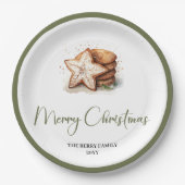 Chic Nordic Christmas Personalized Name Family ペーパープレート (正面)