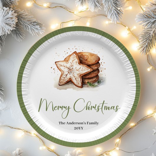 Chic Nordic Christmas Personalized Name Family ペーパープレート