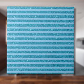 Chic Ocean Blue Glitter Style Horizontal Stripes タイル