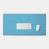 Chic Ocean Blue Glitter Style Horizontal Stripes デスクマット (キーボード&マウス)