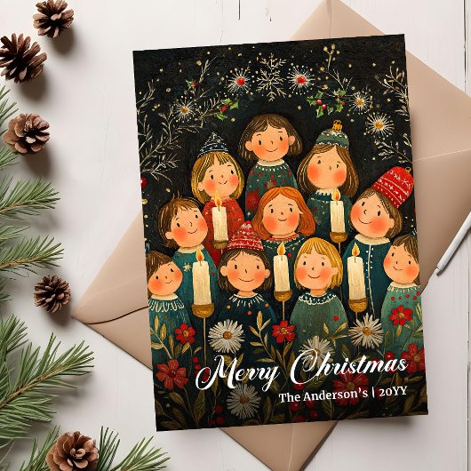 Chic Old Fashioned Christmas Carols Holiday Card シーズンカード
