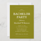 Chic Olive Green Groom's Party Invite QR Code RSVP 招待状 (正面)