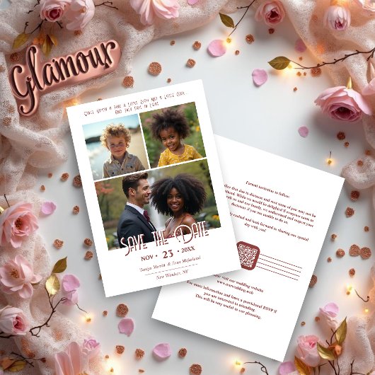 Chic Once Upon a Time 3-Photo Then & Now Wedding セーブザデート