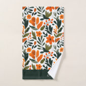 Chic Orange Spring Flowers Botanical Pattern Name  バスタオルセット (ハンドタオル)