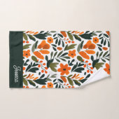 Chic Orange Spring Flowers Botanical Pattern Name  バスタオルセット (ハンドタオル)