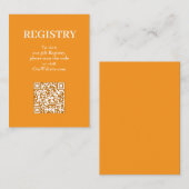 Chic Orange Wedding Registry QR Code エンクロージャーカード (正面/裏面)