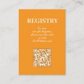 Chic Orange Wedding Registry QR Code エンクロージャーカード (正面)