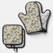 Chic oysters pattern  鍋つかみ&鍋敷きセット (正面/裏面)