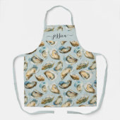 Chic oysters pattern script name apron エプロン (正面)