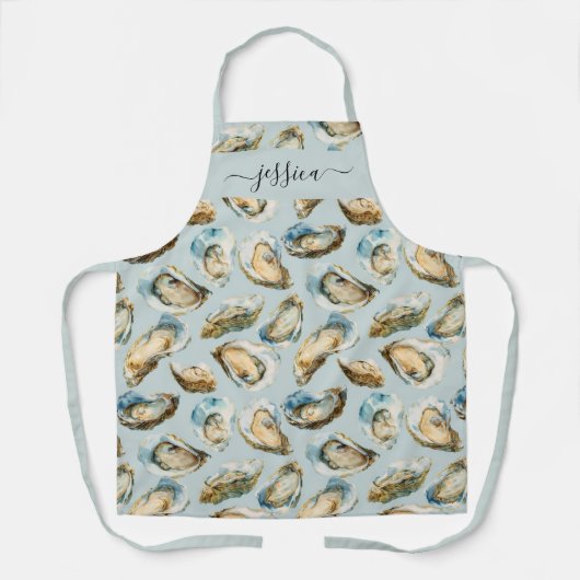 Chic oysters pattern script name apron エプロン (正面)