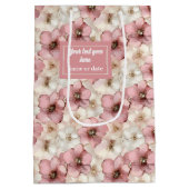 Chic pale pink and gold custom name sweet sixteen ミディアムペーパーバッグ (裏面)