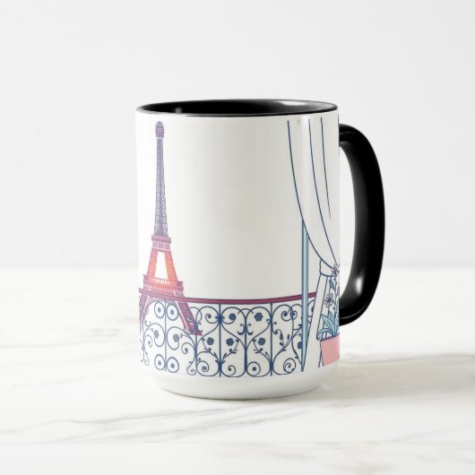 Chic Parisian Window Haussmann Style Custom Name マグカップ (正面右)